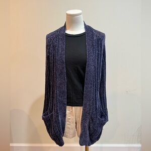 Women's Blue Open-Front Sweater